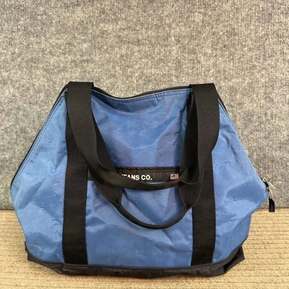 Ralph Lauren Polo Jeans Co Duffel Bag Blue Black Nylon Vintage Travel Gym Tote